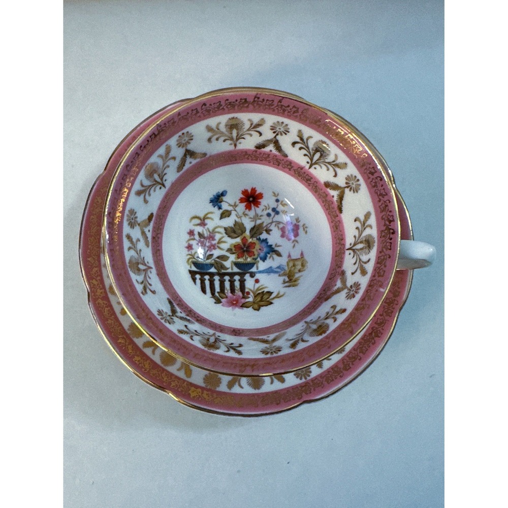 Vintage Royal Grafton Bone China Tea Cup & Saucer Pink Gold Trim #1840